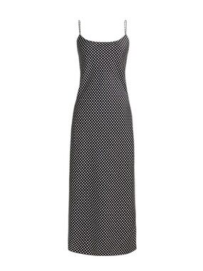 J. Crew Gwyneth Luster Charmeuse Slip Dress in Tiny Dot Print Size 4 Black White